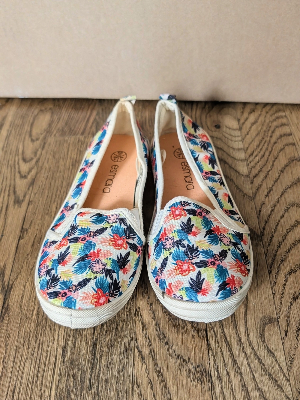 LIDL Esmara Brand Floral Canvas Slip-On Flats in Multicolor Sz 6 / 37